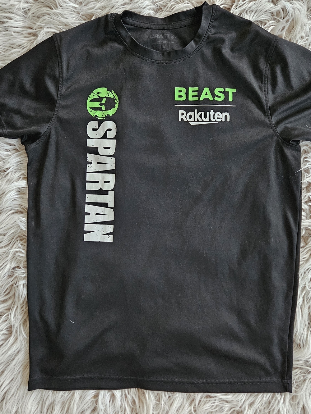 Spartan Race Beast Rakuten Black Performance Tee with Neon Green Logo